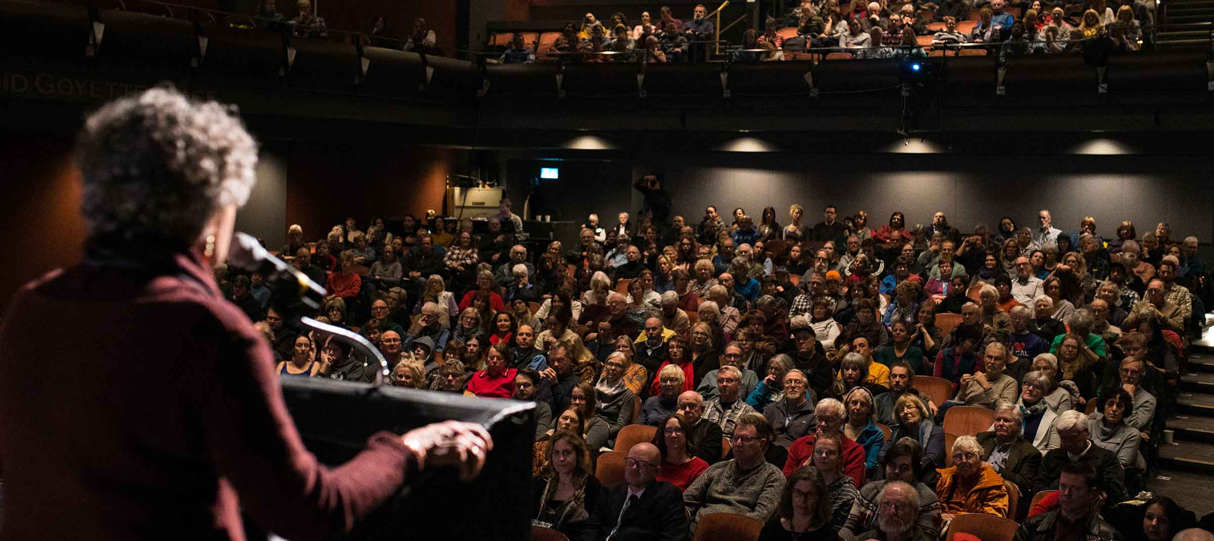 Julia Harrison addressing ReFrame 2020 audience at Showplace Performance Centre