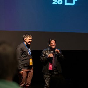 Francis Nasca and Karleen Pendelton Jiménez speak on stage during post-film Q&A