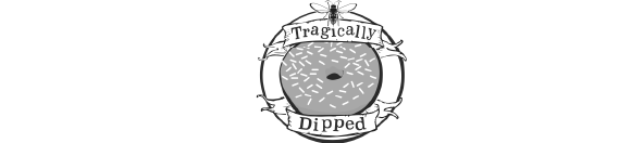 Grayscale logo of Tragically Dipped donuts.