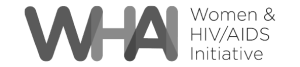 Grayscale logo of WHAI, Women & HIV Aids Initiative.
