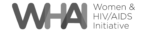 Grayscale logo of WHAI, Women & HIV Aids Initiative.