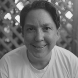 Black and white headshot of Karleen Pendleton Jiménez