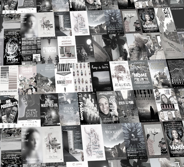 Collage banner showing a grid of black-and-white documentary film posters representing selections from the ReFrame Film Festival 2026 lineup.