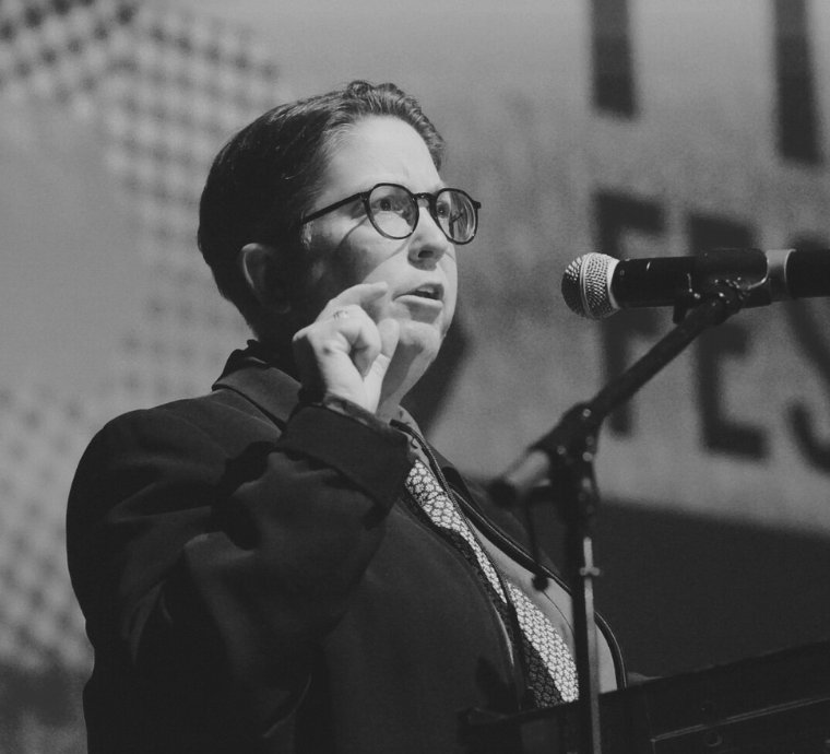 Dr Karleen Pendleton Jiménez, filmmaker and ReFrame Board Member, addresses the audience at ReFrame 2025.